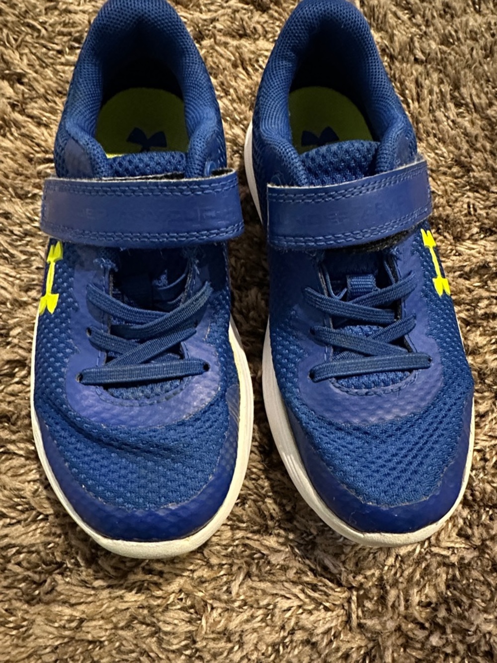 Under Armour Kids Royal Blue Sneakers with Yellow Logo